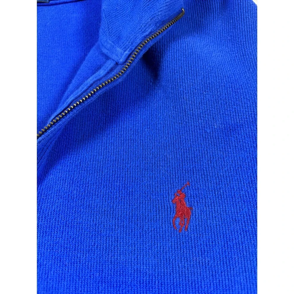 Polo Ralph Lauren Mens XL Quarter Zip Pullover Royal Blue Red Pony Logo Sweater